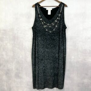 Roamans Womens Dress 20W Sparkly Plus Size Eveningwear Holiday Glam Formal‎